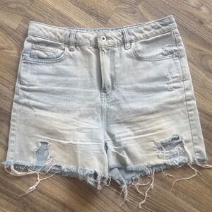 F&F Distressed High Waist Light Blue Denim Shorts